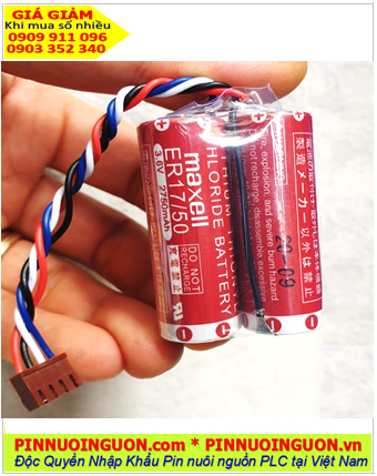 Maxell 2ER17/50 (2 viên ghép đôi); Pin nuôi nguồn PLC Maxell 2ER17/50 lithium 3.6v 5500mAh chính hãng, Xuất xứ NHẬT 